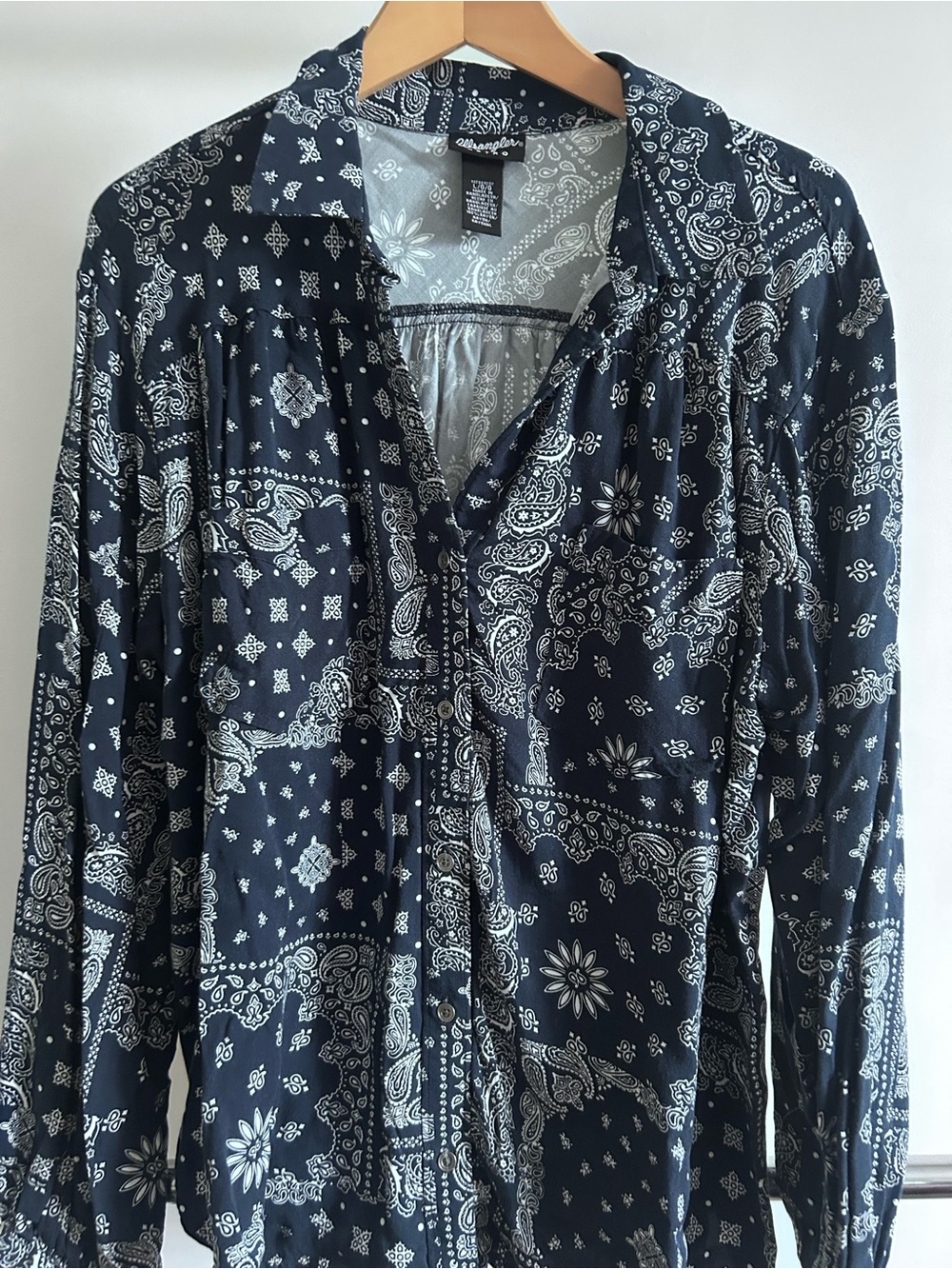 Wrangler Navy and White Paisley Button-Up